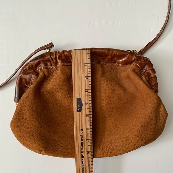Furla Suede Vintage Brown Crossbody Gold Hardware looks like tiny cat paw prints